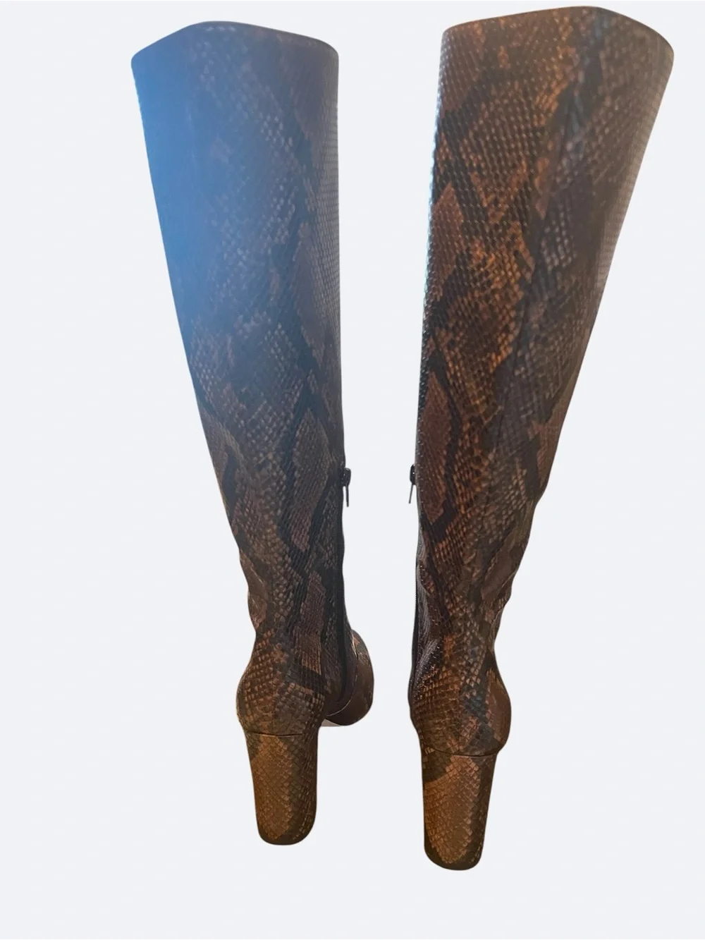 Steve Madden Brown Snake-Print Over-the-Knee Pointed-Toe Boots
